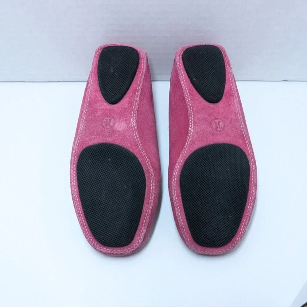 Cole Haan Suede Moccasins Girls Size 10 Faux Shearling Slippers Pink